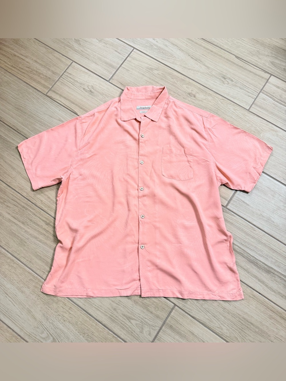 Tommy Bahama XXL Mens Peach Coral Silk Camp Shirt Resort Vacation Luxury